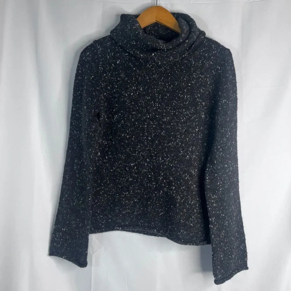 Express Black & White Marled Wool Blend Long Sleeve Turtleneck Sweater Size MD - Picture 8 of 8